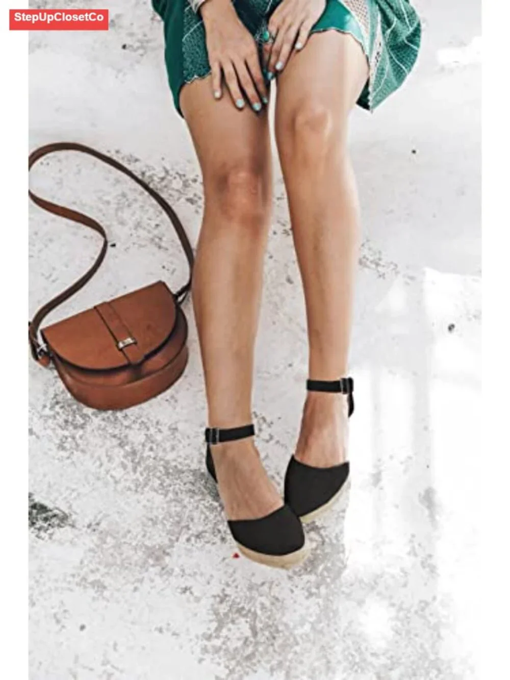 Women's Closed Toe Espadrille Wedge Sandals with Ankle Strap
